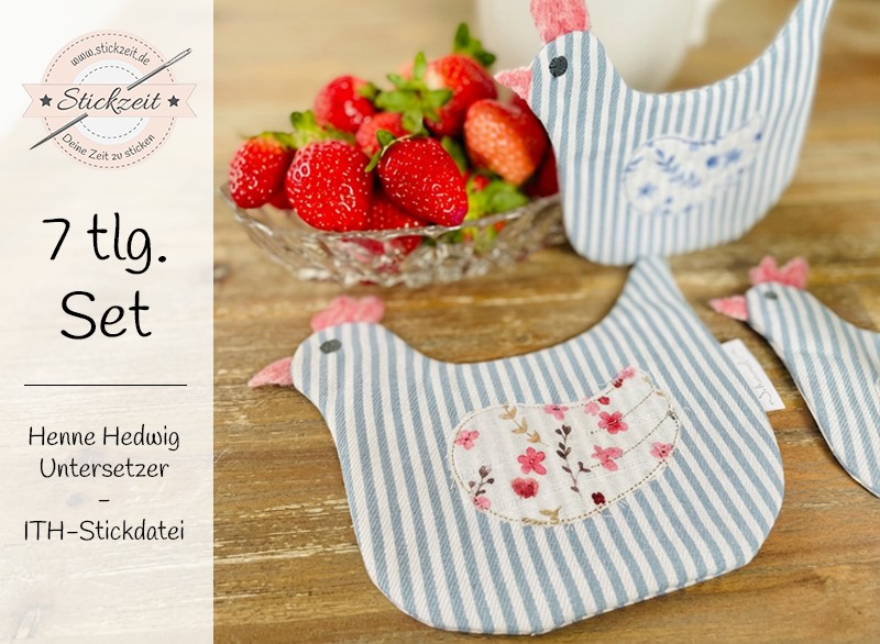 Henne Hedwig Untersetzer - ITH-Stickdatei